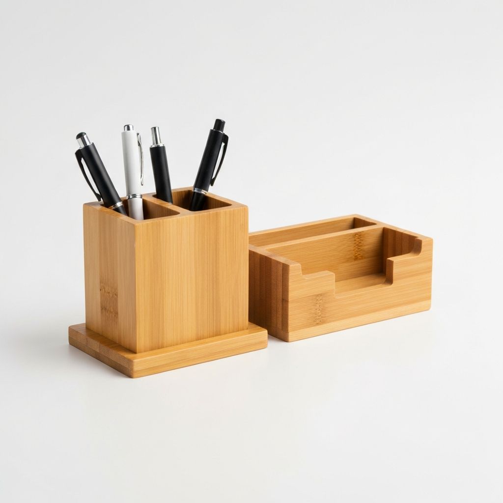 Bamboo Desk Organizer Set