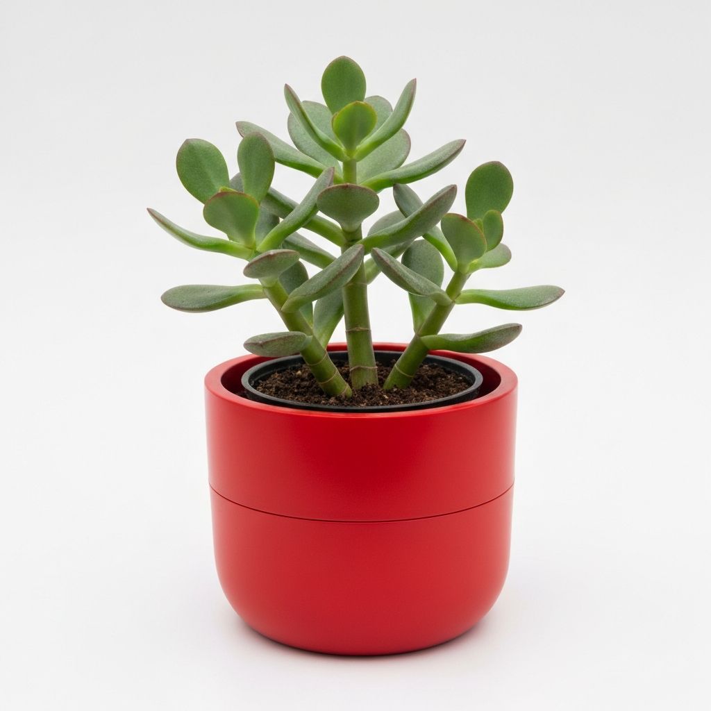 Jade Plant In Self Watering Red Pot