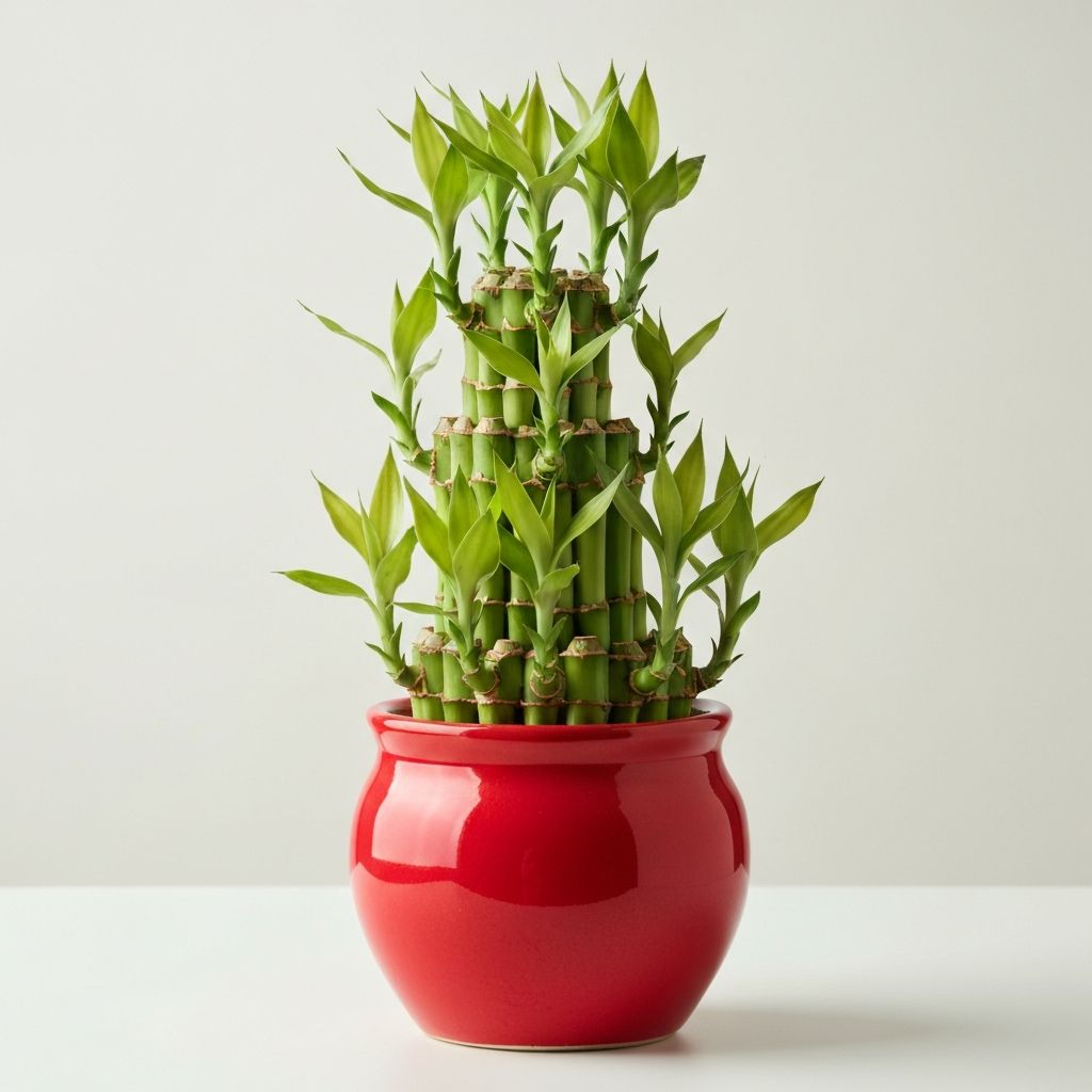 2 Layer Bamboo In Red Pot
